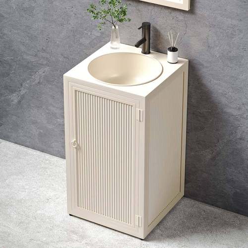 小型立柱洗手盆商用网红艺术彩色洗漱柜个性创意落地一体式洗手台