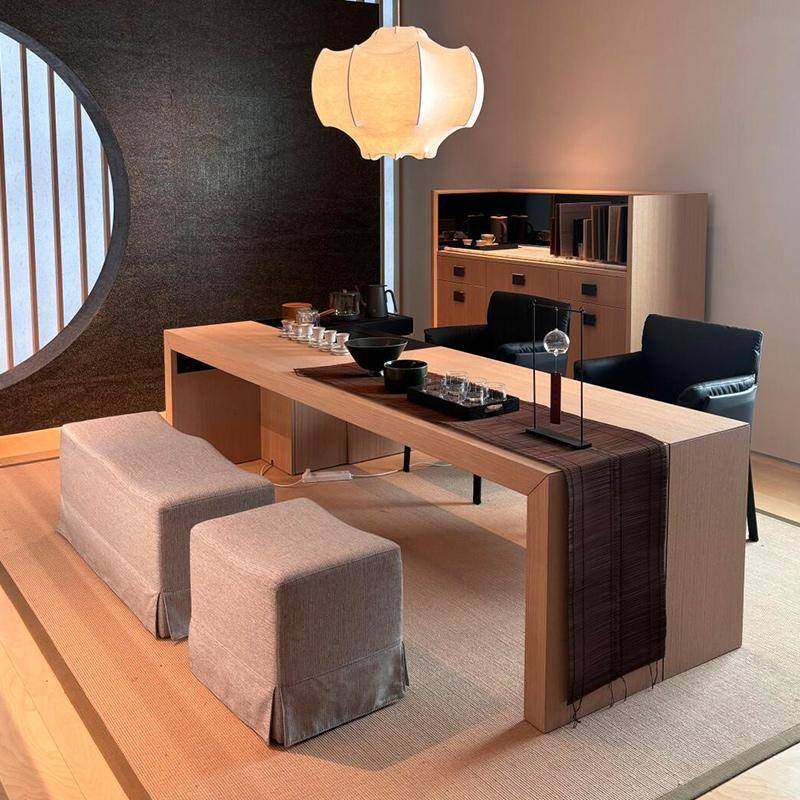 需定制新中式实木茶桌椅组合现代简约白蜡木茶台办公室家用茶台新