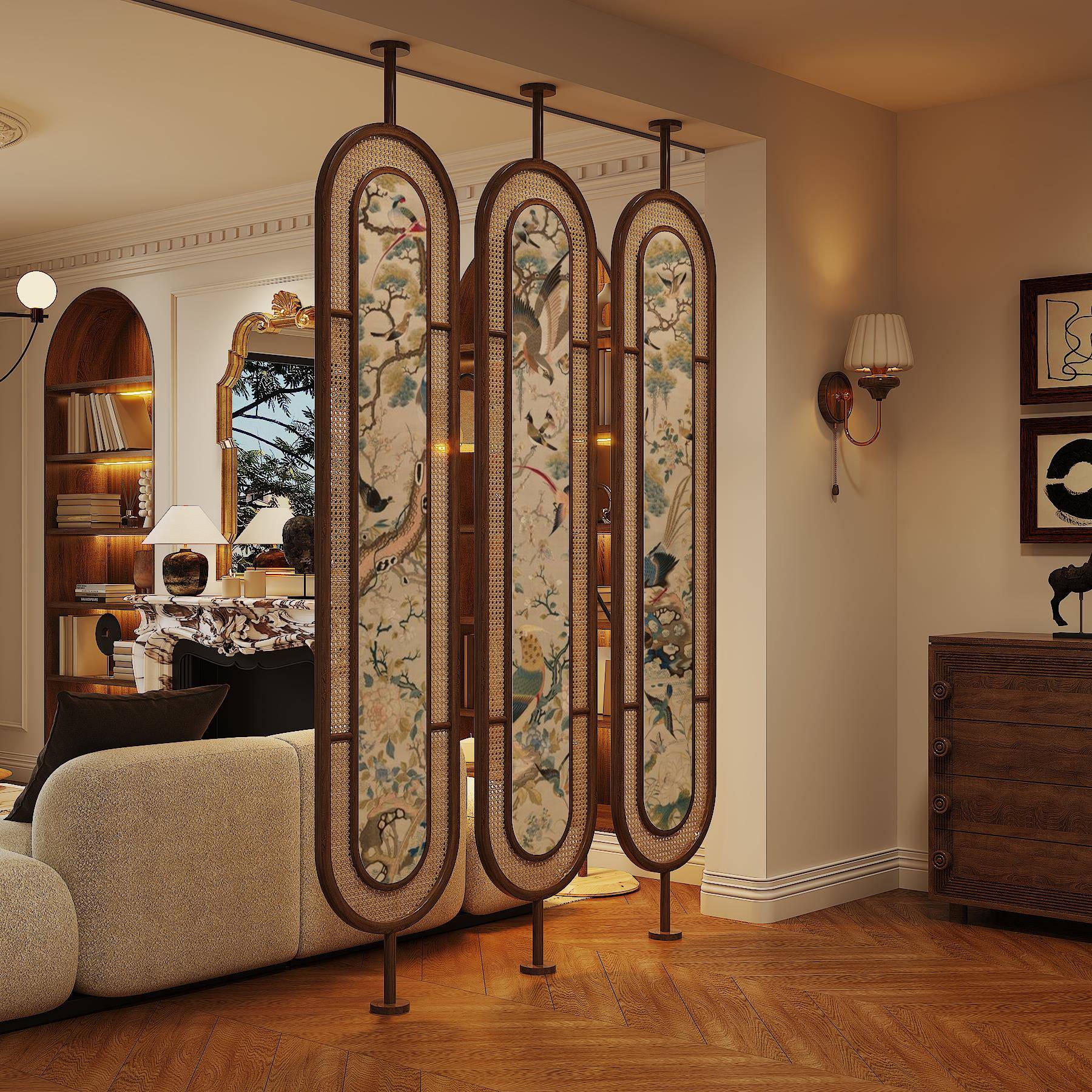 需定制法国中世纪风格旋转屏风隔断实木入口客厅家庭酒店餐厅隔断