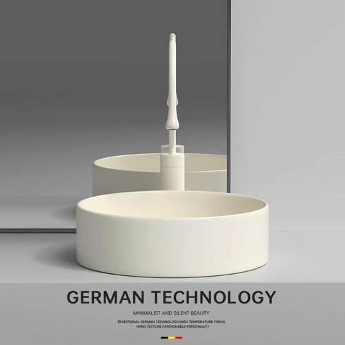 奶油风陶瓷圆形台上盆家用阳台洗手盆卫生间小尺寸迷你洗手盆