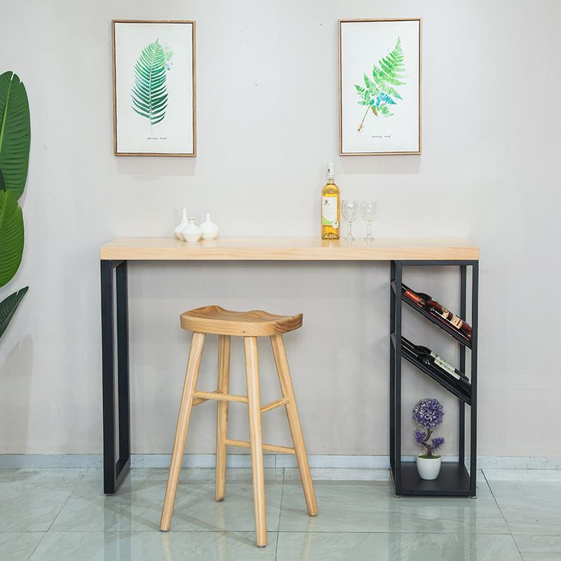 需定制吧台桌家用客厅隔断实木高脚桌带酒架休闲酒吧椅吧台长条桌