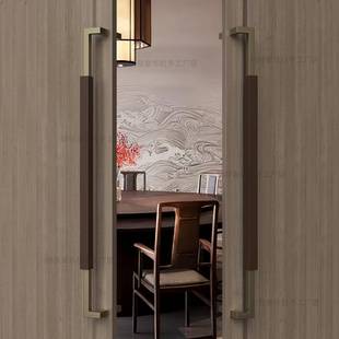 现代高档原木色加厚不锈钢玻璃大门拉手酒店商铺实木门把扶手定制