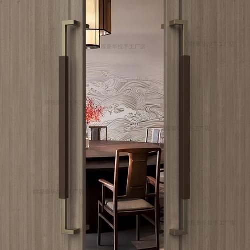 现代高档原木色加厚不锈钢玻璃大门拉手酒店商铺实木门把扶手定制