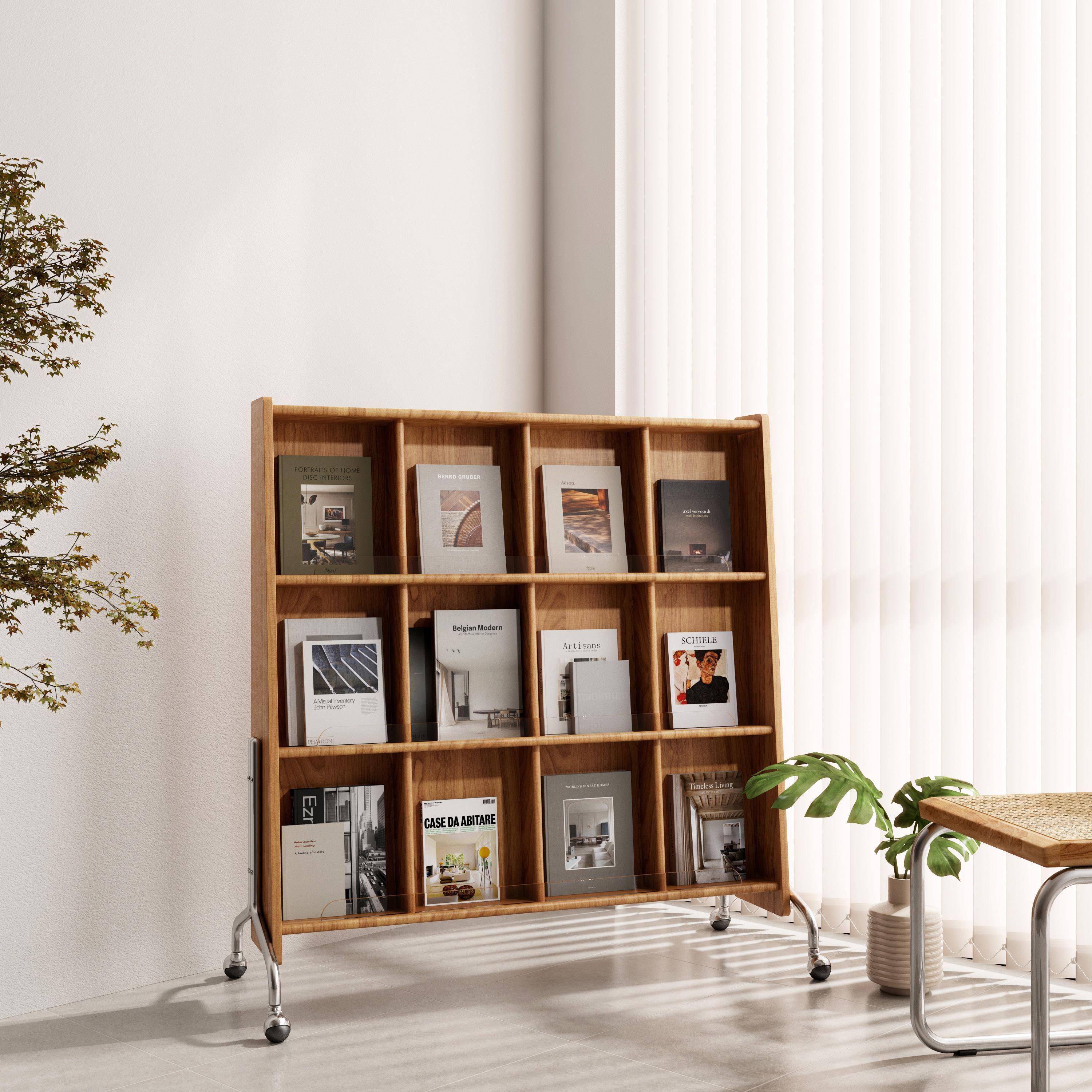 需定制实木杂志架可移动展示架书报架客厅书本阅读架简约多层落地