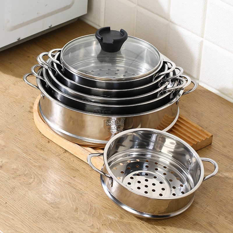 304不锈钢食品级蒸笼家用蒸格通用炒锅小锅蒸屉161820/22/26/32cm