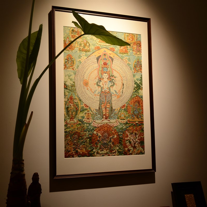 刺绣千手观音唐卡茶室玄关装饰画客厅背景墙挂画沙发餐厅入户门挂图片