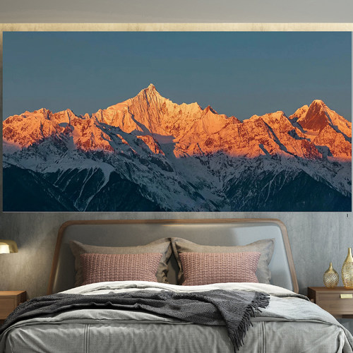 日照金山风景墙面遮丑墙布挂布装饰背景布床头卧室挂画出租屋画布