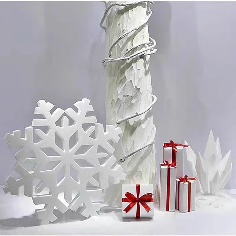 冬季圣诞商场橱窗装饰场景布局泡沫雪花冰柱Dp点陈列室展示婚礼道
