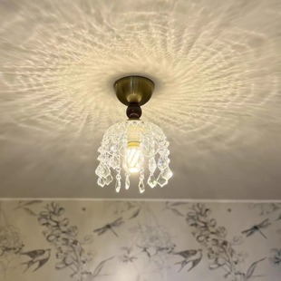 谷甸法式中古风胡桃木吸顶灯日式侘寂风复古衣帽间灯茶室玄关灯具