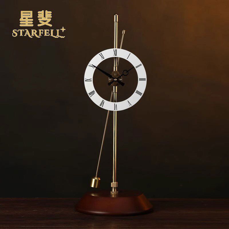 E黄铜隐形动力空气钟 创意简约现代客厅座钟静音