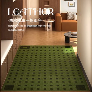 中古入户地垫老钱风c滑水油耐磨耐脏绿色竖版地毯