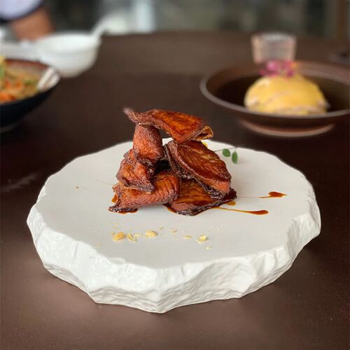 酒店中厨餐具圆形不规则异形会所冷菜盘意境菜融合菜中式平盘