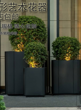 全店黑色方形 金属花器 简约现代 花桶 花箱
