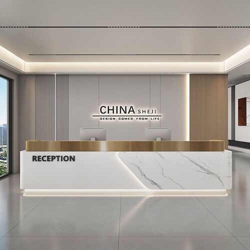 公司室前台接待台酒店服务台前台桌定岩板理石吧台收银台