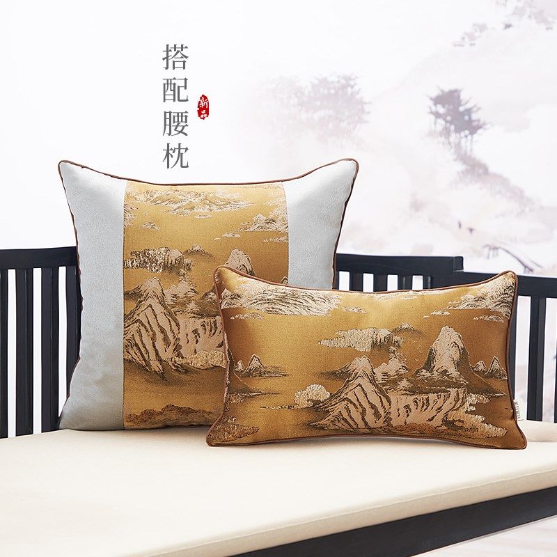 新中式抱枕简约客厅沙发靠垫套布艺YG97办公室腰枕床头大靠枕腰垫