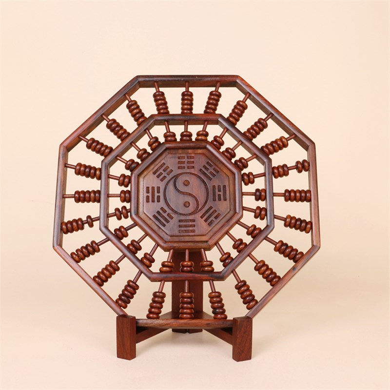 红木工艺品红酸枝木质八卦算盘木雕算盘商务品