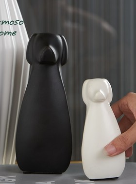 HERMOSO 奇努克犬陶瓷小狗摆件客厅办公室玄关桌面酒柜装饰品乔迁