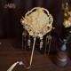 新娘喜扇中式 婚礼秀禾团扇结婚手工成品金色汉服成品扇子