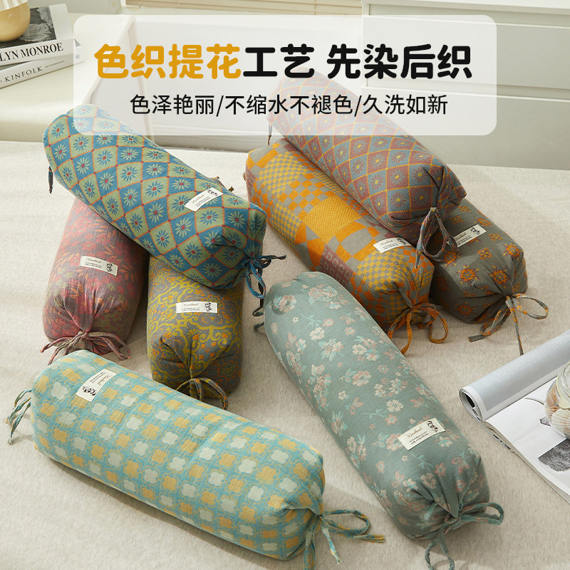 艾洛琳全棉荞麦皮壳圆柱枕头护颈椎助睡眠糖果枕富贵包睡觉男