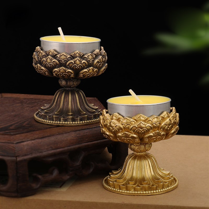 莲花底座蜡烛台中式座长明酥油藏传座工艺品