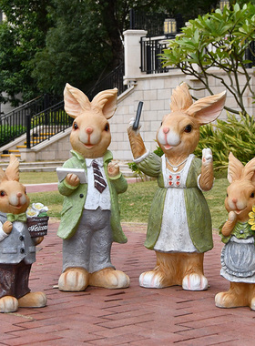 户外园林小品花园庭院装饰彼得兔子动物幼儿园玻璃钢雕塑