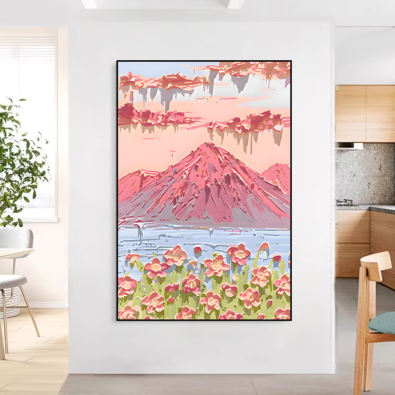 画肌理感挂画治愈系床头墙画奶油风玄关过道壁画