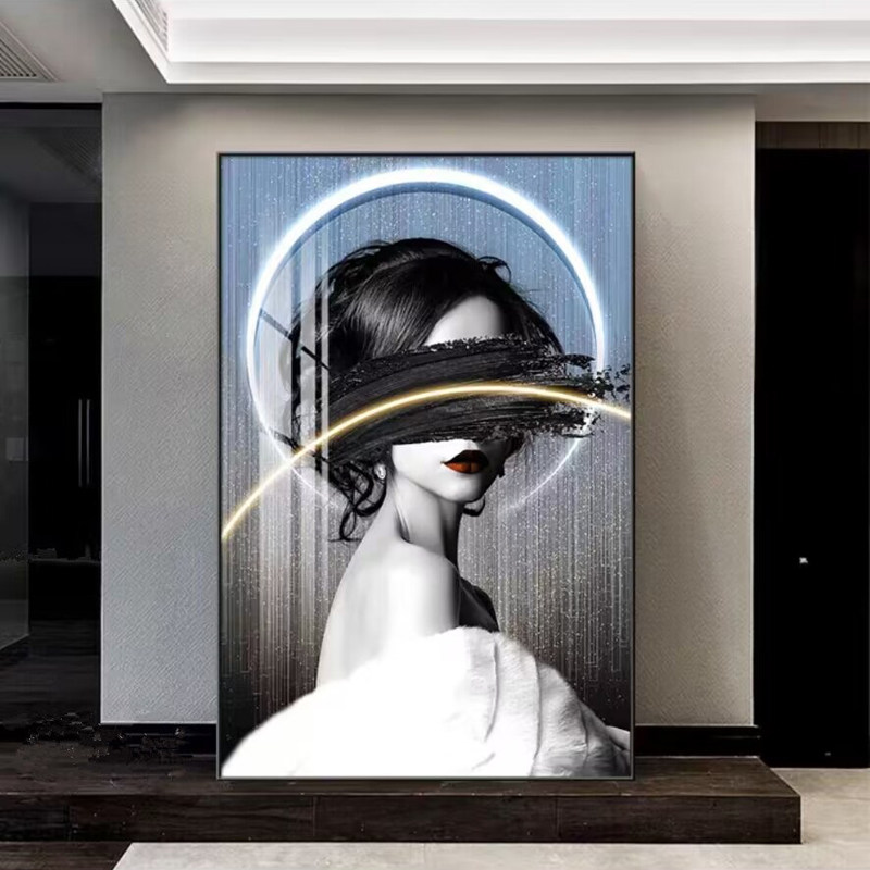 现代简约落地画背景墙画美容院挂画美女人物玄关壁画
