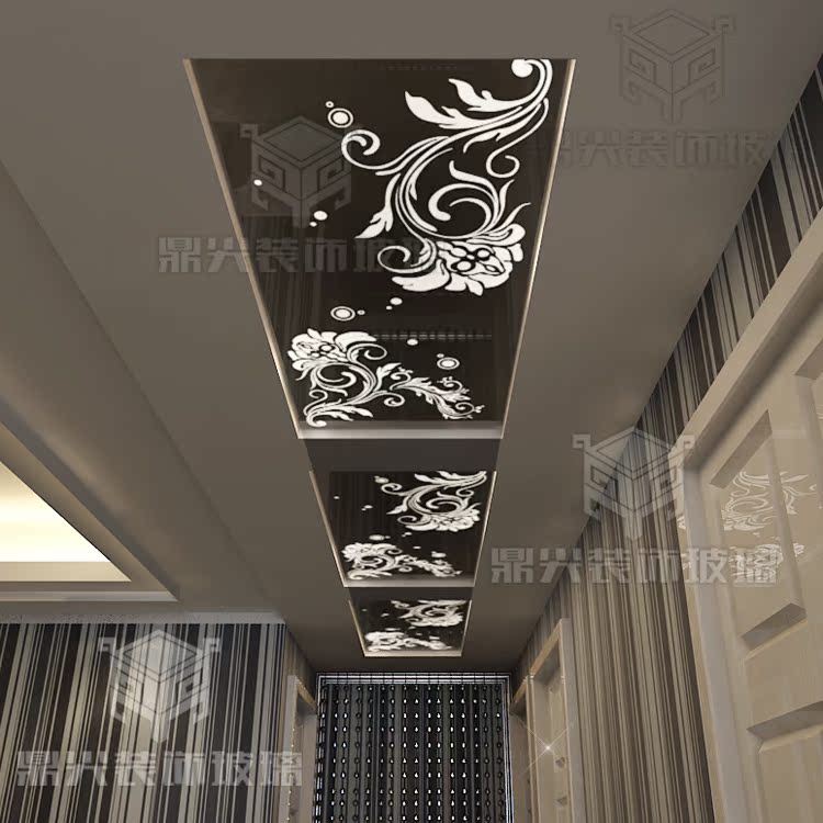 天花吊顶 艺术玻璃 拼镜 定制 花纹磨砂 透光 天花镜系列