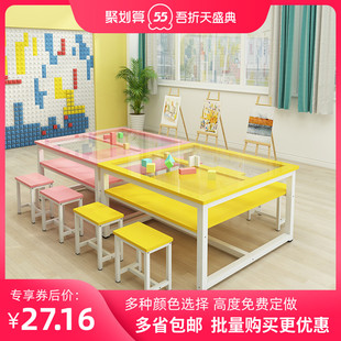 幼儿园绘画桌美术桌补习辅导培训班课桌椅手工书法画室桌子玻璃桌