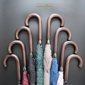 英伦绅士超大双人加固抗风自动防暴雨复古木弯勾格子男条纹长柄伞