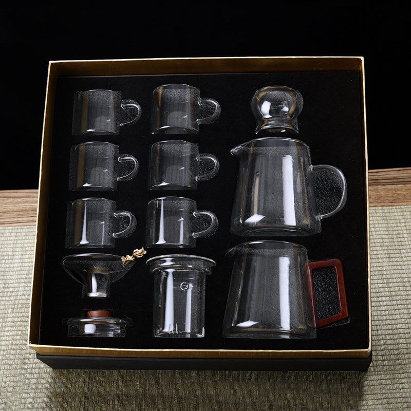玻璃茶具套装家用透明茶杯办公室客厅耐热玻璃功夫茶具泡茶壶礼盒