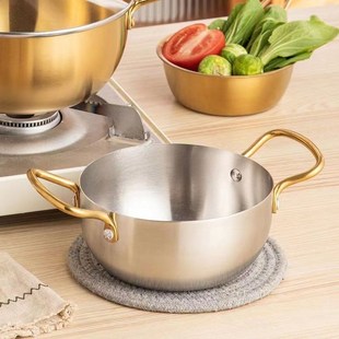 泡面锅煮面锅家用不锈钢双耳汤J锅海鲜锅电磁炉燃气灶两 网红韩式