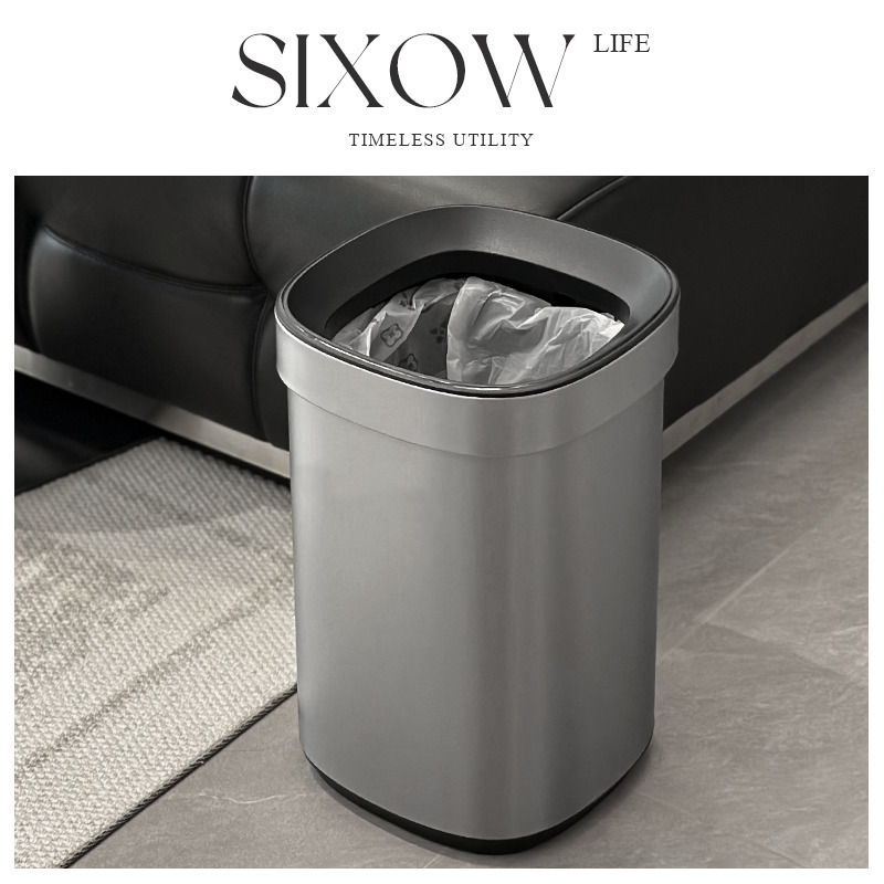 无盖垃圾桶客厅家用大号容量不锈钢意式厨房轮新款高颜值桶