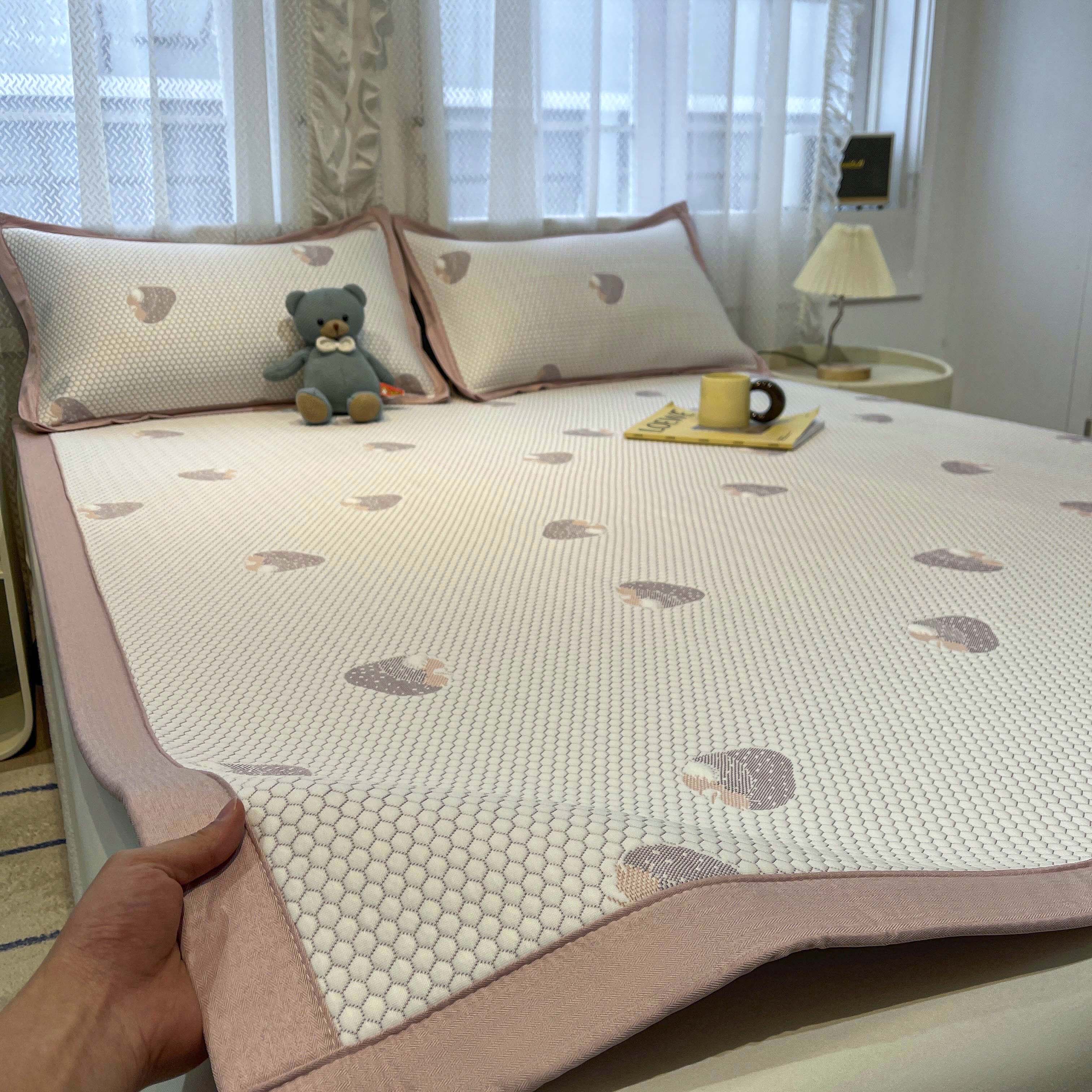 类母婴级草莓粉紫凉豆豆夏季冰丝席凉席夏天0空调软席子,床上用品,冰丝席,淘宝优惠券,粉丝福利购,淘宝优惠卷