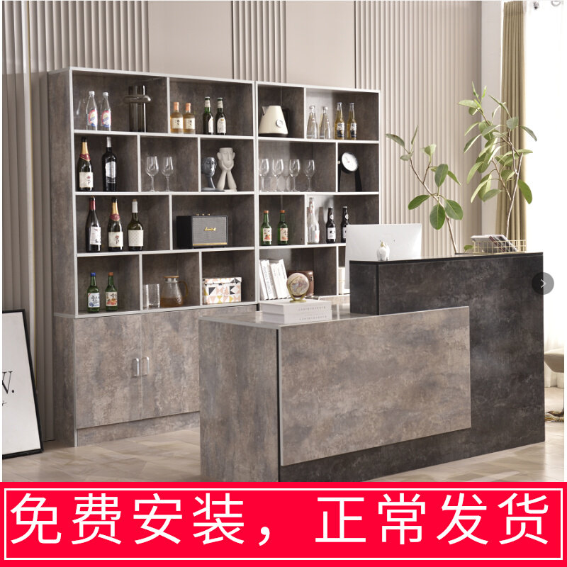 酒店前台饭店酒柜一体柜台现代简约餐厅小吧台烤漆收银台定公司