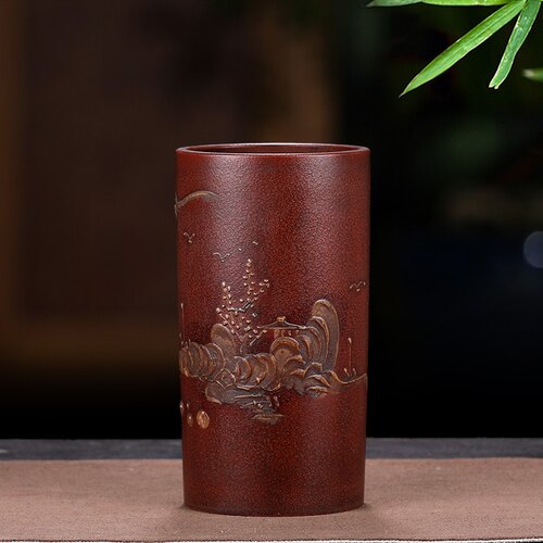 精品紫砂花盆景盆小兰花盆多肉云竹仿古泥绘盆金撢盆景签筒