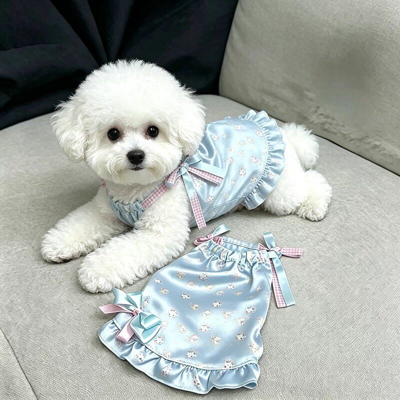 宠物卡通可爱小奶牛吊带连身裙狗狗洋气防掉毛衣服比熊泰迪雪纳瑞