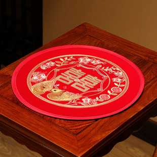 红色餐垫装 中式 饰垫防烫餐盘垫桌B垫喜庆茶杯垫茶几垫防滑花瓶垫