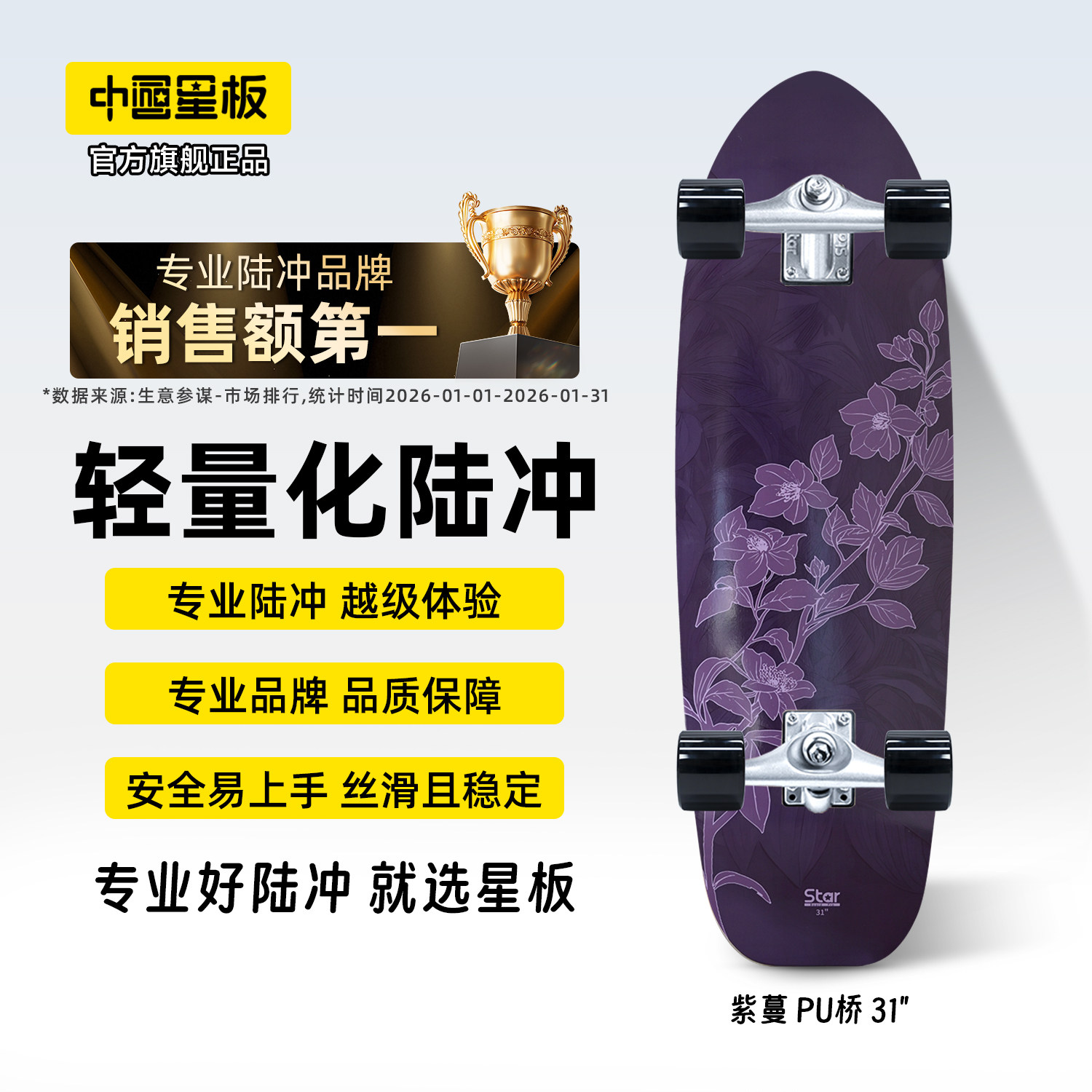 中国星板陆冲滑板丝滑陆地冲浪板图片