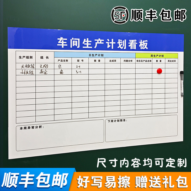 车间生产计划看板企业文化墙白板贴定制员工风采磁性软白板英雄榜