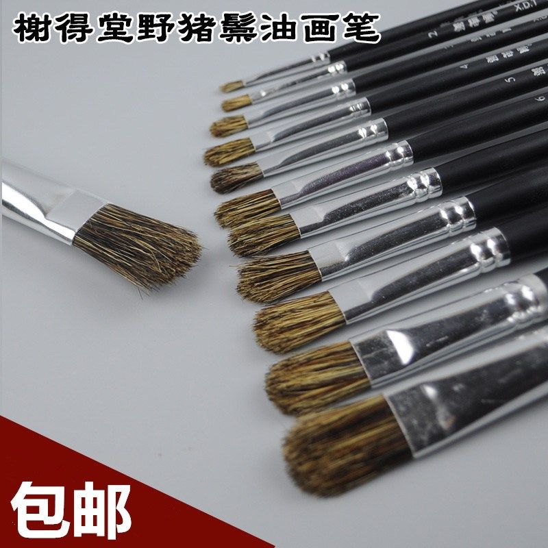 榭得堂603野猪鬃毛水粉笔油画笔丙烯笔弹性油画笔长杆平圆头单双