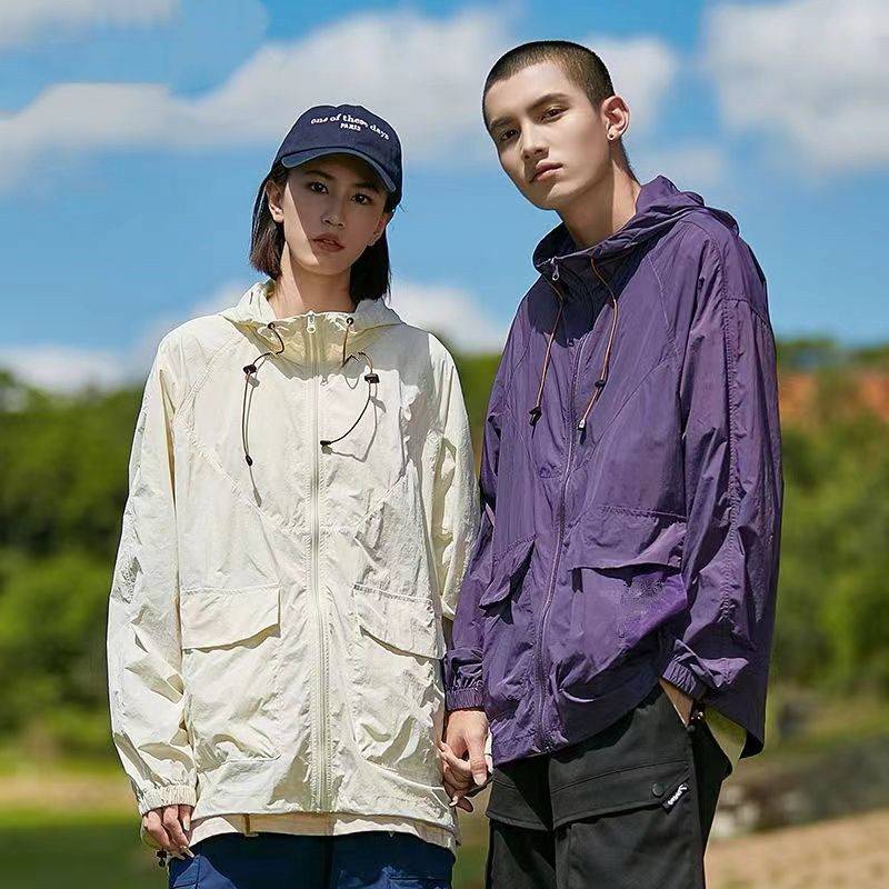 男女同款山系运动防晒衣登山服夏季轻薄大码胖MM宽松冲锋衣外套潮
