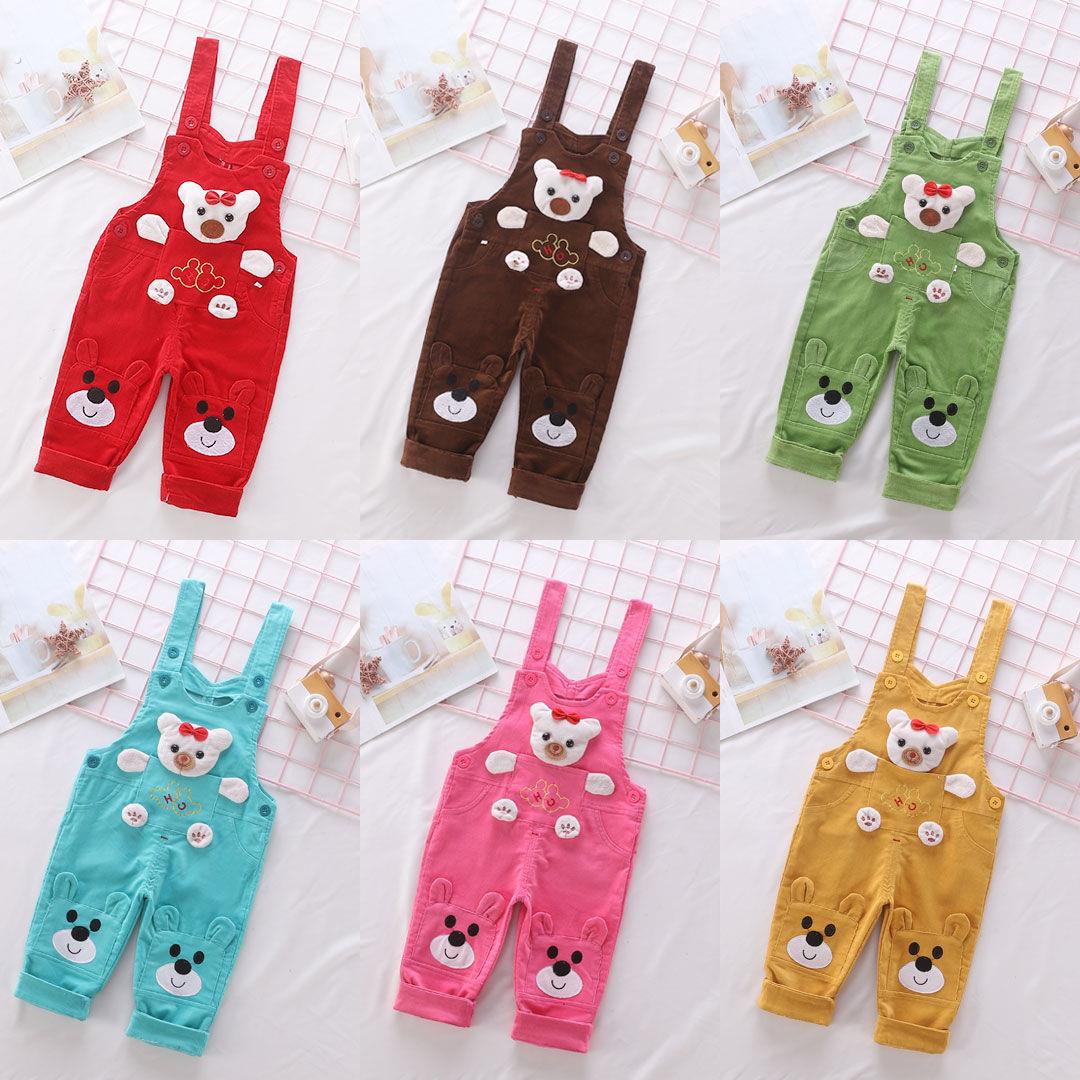 童装新款灯芯绒宝宝背带裤秋男女0123休闲背带裤连体潮款