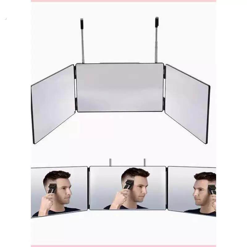 三面镜自助理发后视悬挂伸缩剪发自己理发镜子大号折叠梳妆化妆镜