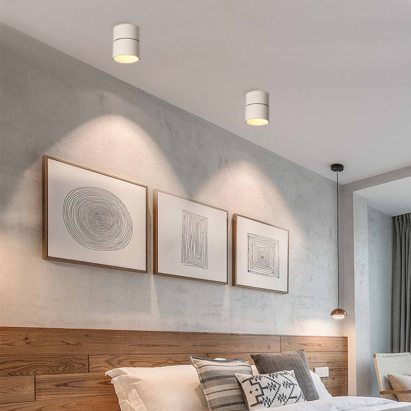 明装可折叠射灯可调角度筒灯照画壁灯免吊顶免开孔玄关背景天花灯