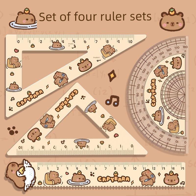 Capybara Capibala尺套装学生用品高值波浪尺15厘米尺三角形尺半