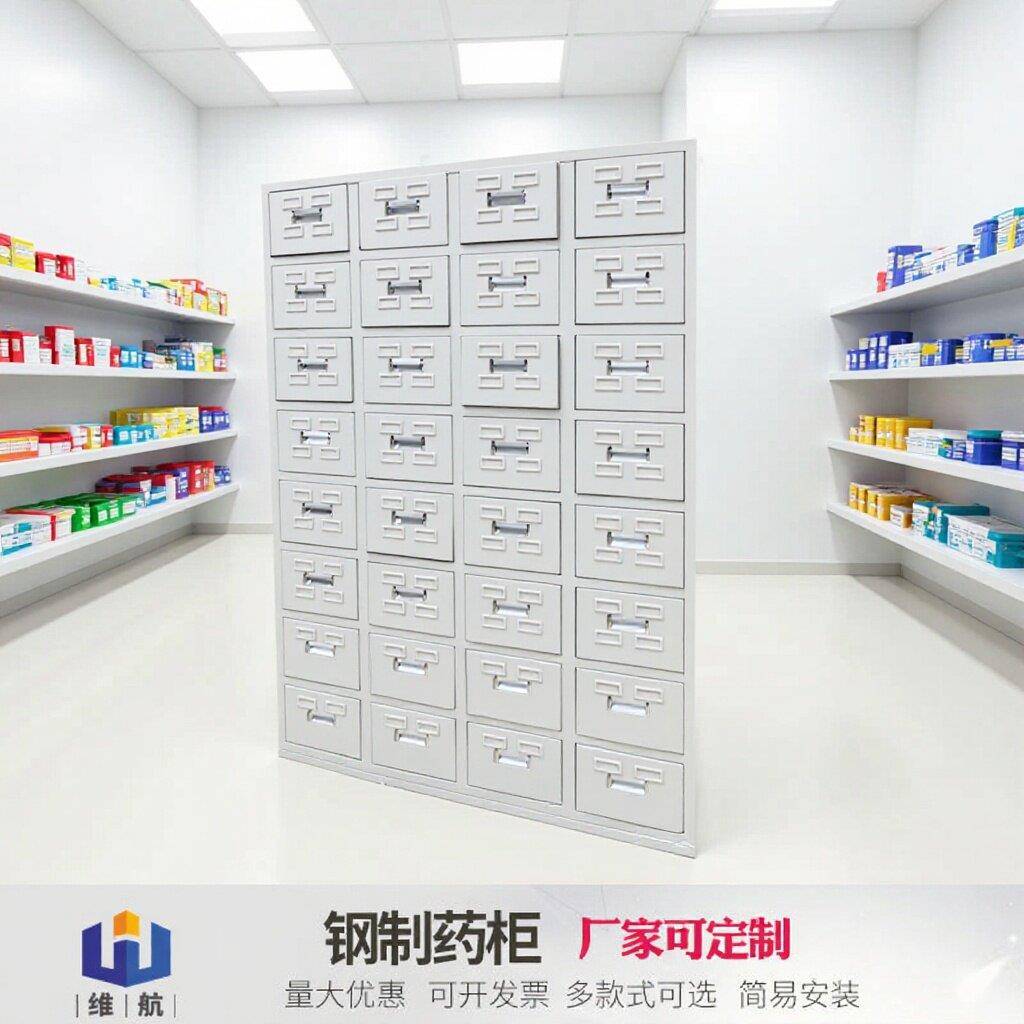 厂家不锈钢医柜带抽屉中医橱钢制多斗中医柜多斗草柜调剂台