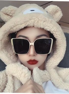 夏天防晒眼镜新款时尚方框眼镜白色街拍ins墨镜女