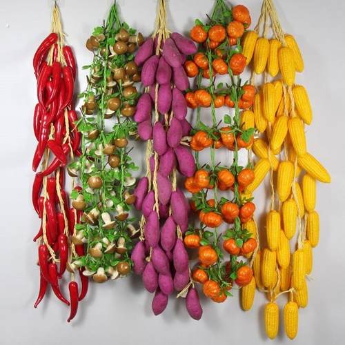 仿真辣椒加长蔬菜串假玉米假大蒜农作物模型农家乐饭店幼儿园装饰