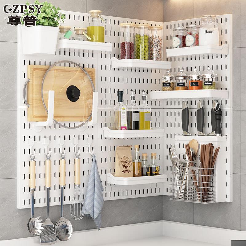 洞洞板置物架免打孔厨房浴室收纳展示架遮挡墙面多功能洞洞板